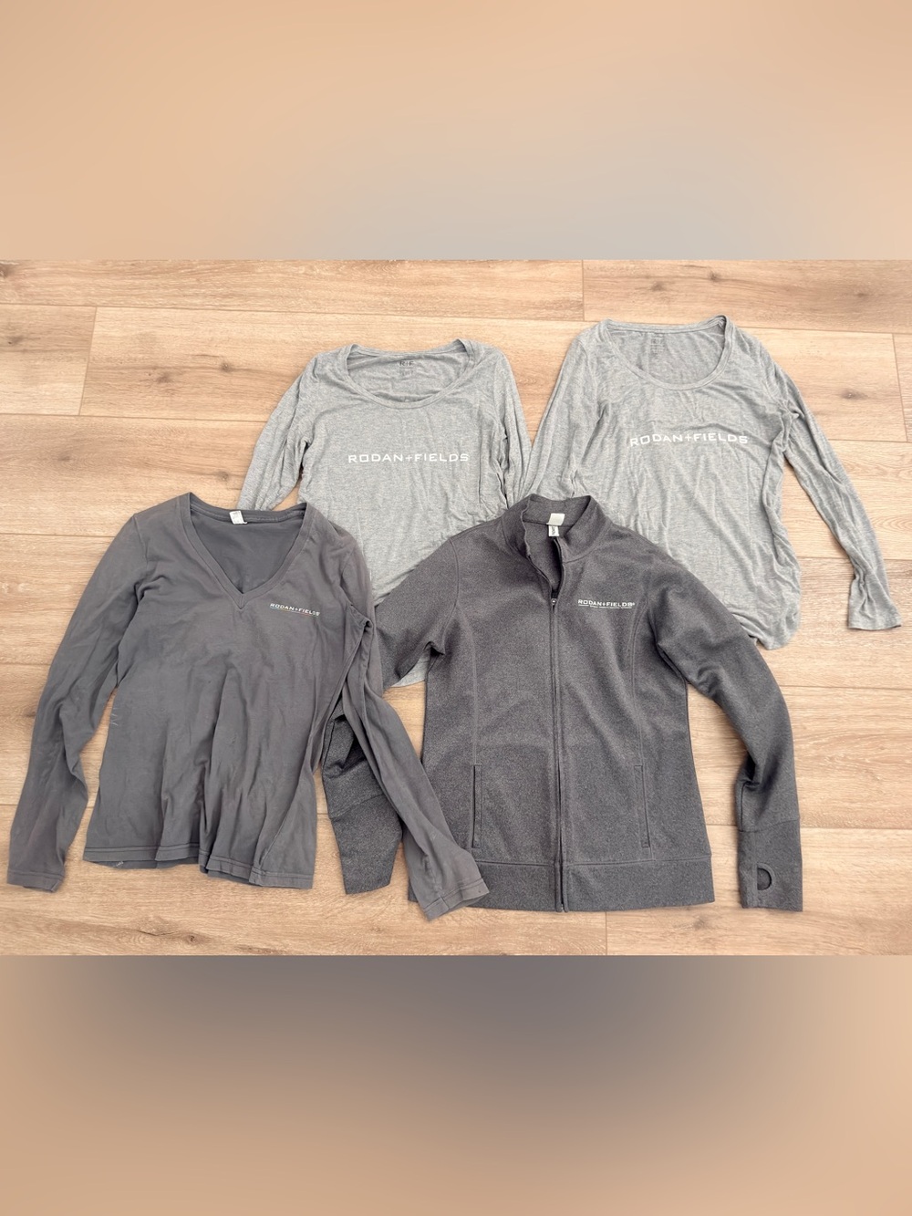 Rodan + Fields Gray Logo Tops and Dark Gray Zip Jacket Bundle S/M/L
